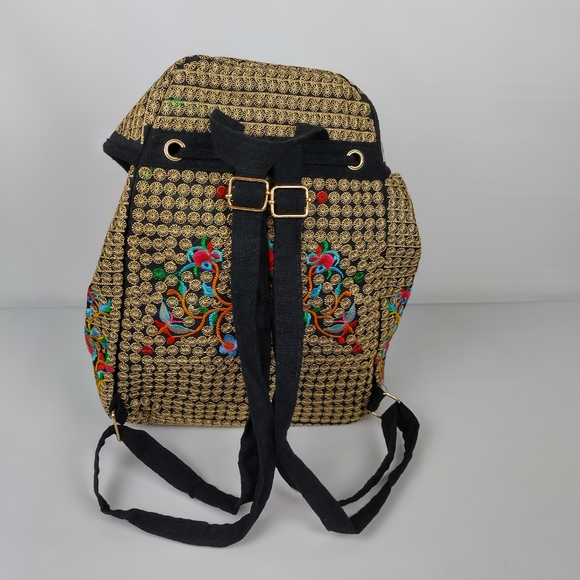 Embroidered mexican‎ floral multicolor handmade bagpack 100% mexican art new main image 8